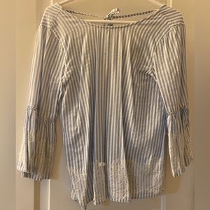 Blue and white striped top